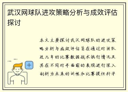武汉网球队进攻策略分析与成效评估探讨